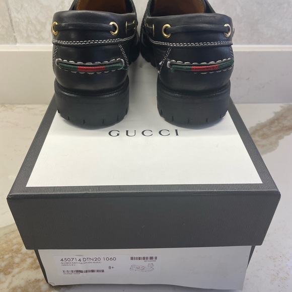 GUCCI men’s deck leather shoes size US 9 1/2 with box - Picture 3 of 6